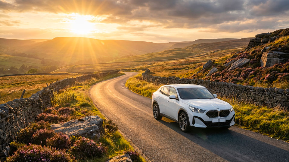 BMW X2 compact SUV on a countryside road